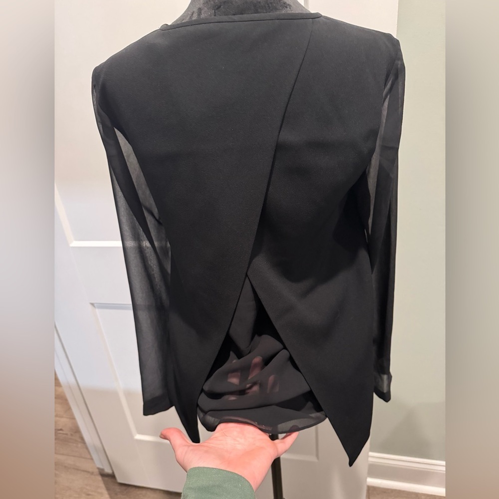 Rag & Bone Part Sheer Long Sleeve Open Back Black - image 4